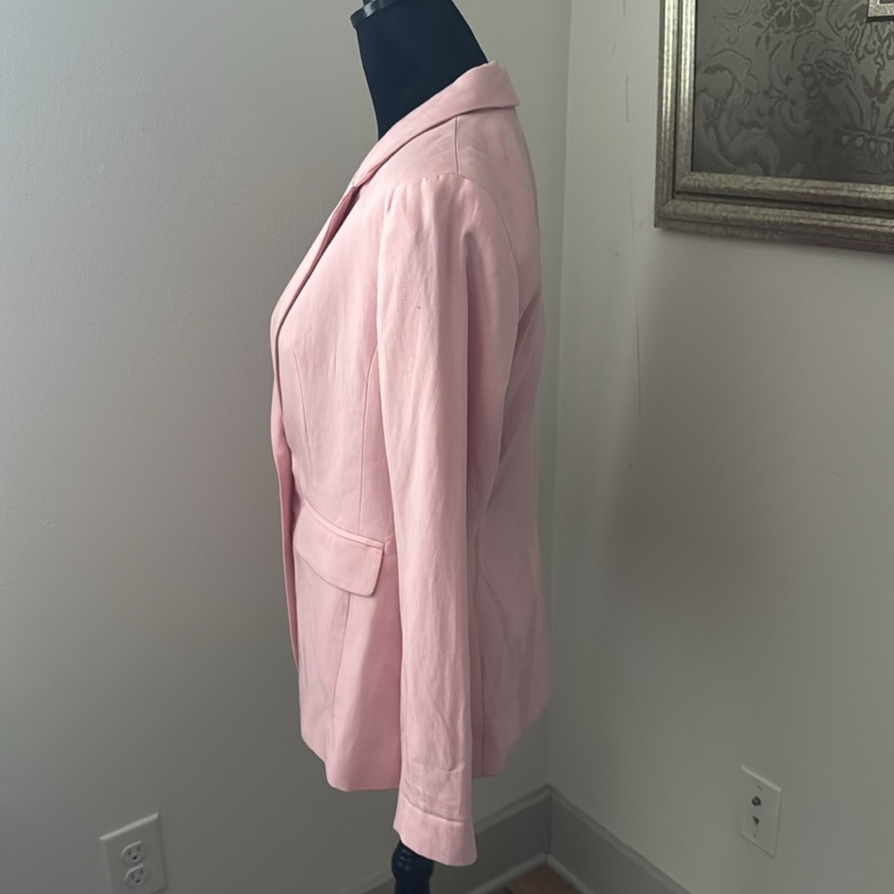 LOFT light pink blazer single button front lyocell linen‎ blend suit jacket Sz 0 - Picture 4 of 9